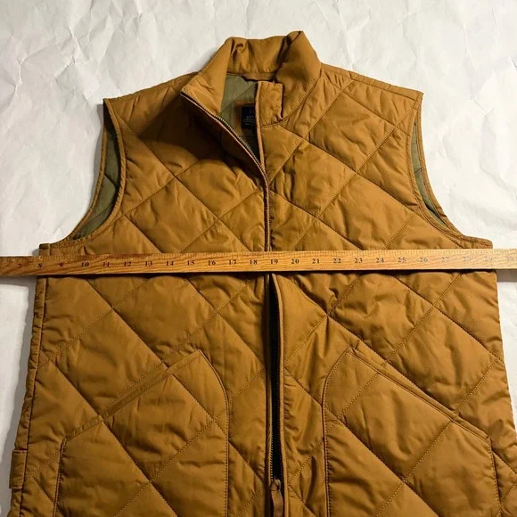J Crew Mens Quilted Barn Chore Vest Brown Full Zip Outerwear Pockets Size M - Picture 7 of 7